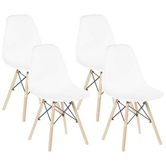 Bold Tones Chaise de Salle à Manger Coquille DSW Moderne Mi-Siècle, Blanc (Ensemble de 4)