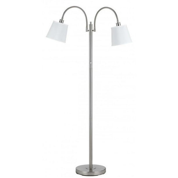 65 Height Metal Floor Lamp In Brushed Steel Color Finish Material Fabric Shape Round Hardback Style Lifestyle Wattage 40wx2 Com 65 Height Metal Floor Lamp In Brushed, What Wattage For Floor Lamp
