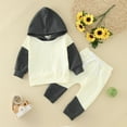 thumbnail image 2 of Gerichy Toddler Baby Boy Clothes Fall Winter Outfit, Toddler Boys Winter Long Sleeve Hooded Patchwork Color Tops Sweatshirt Pants Suit Outfits, 2 of 8
