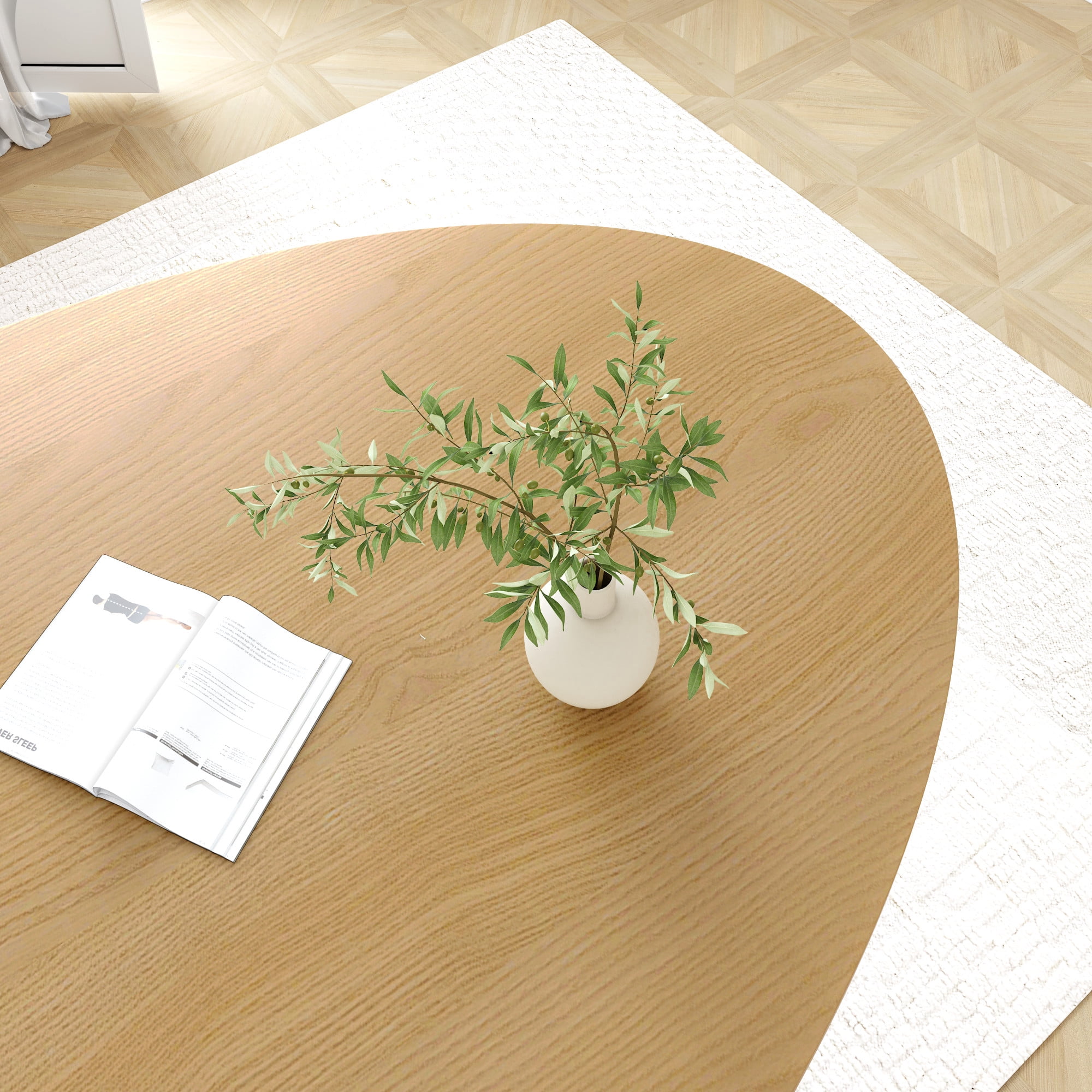 MAYEERTY Natural Wood Oval Dining Table - Rustic Modern Kitchen Table for Family Gatherings