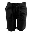 Csijrbb Linen Shorts for Men Black Shorts Elastic Waist with Pockets