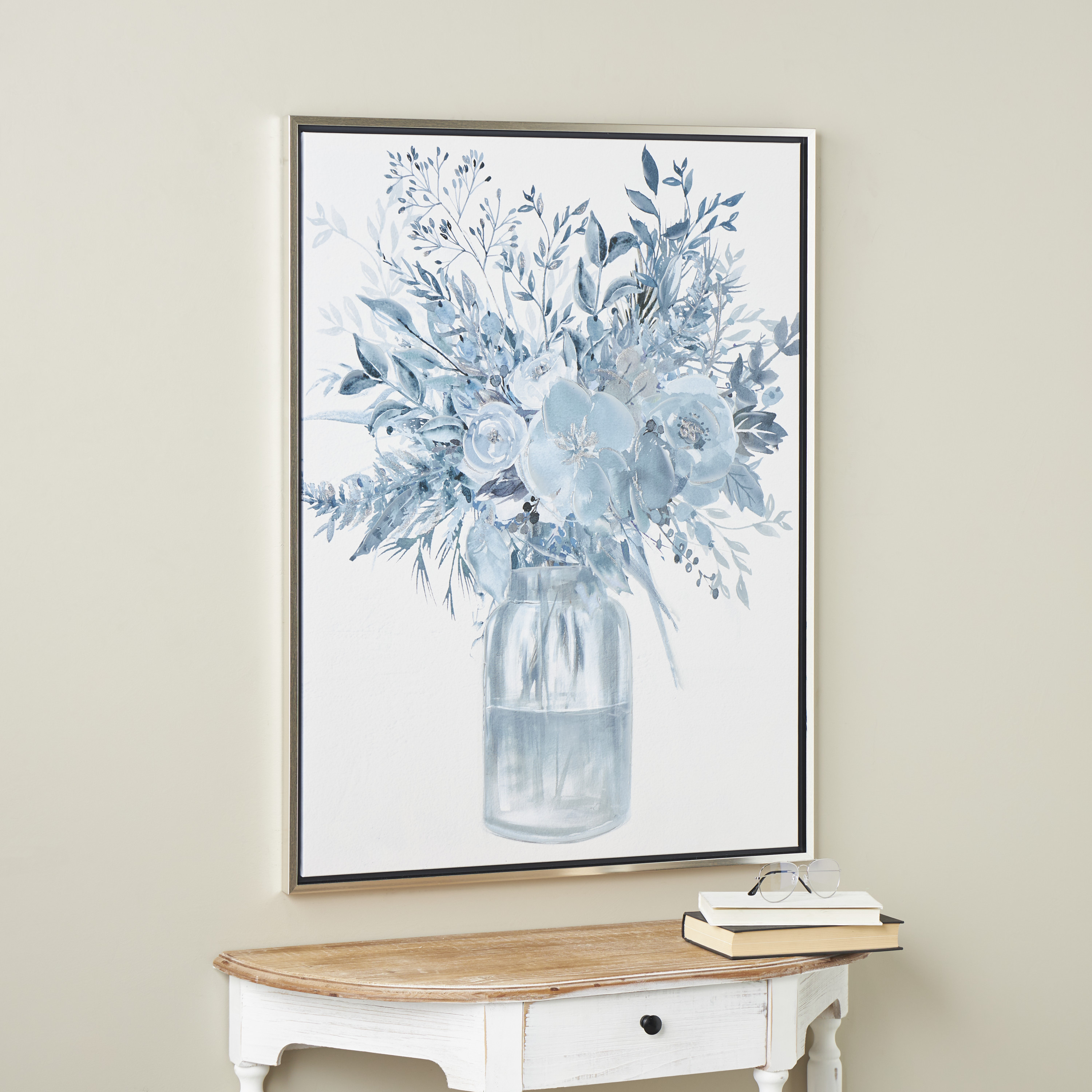30" x 40" Bouquet Floral Framed Wall Art with Silver Frame, by DecMode