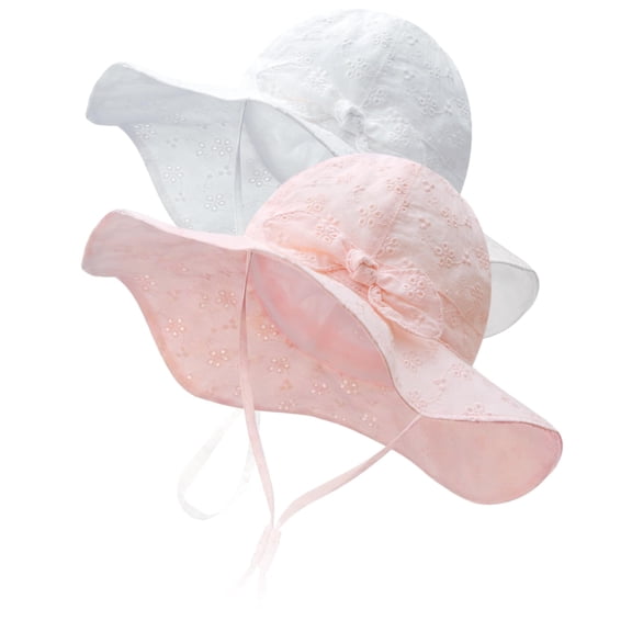 FURTALK 2PC Sun Hat for Baby Girls Toddler Summer Beach Hats with Wide Brim Cotton Sun Protection Travel Essentials