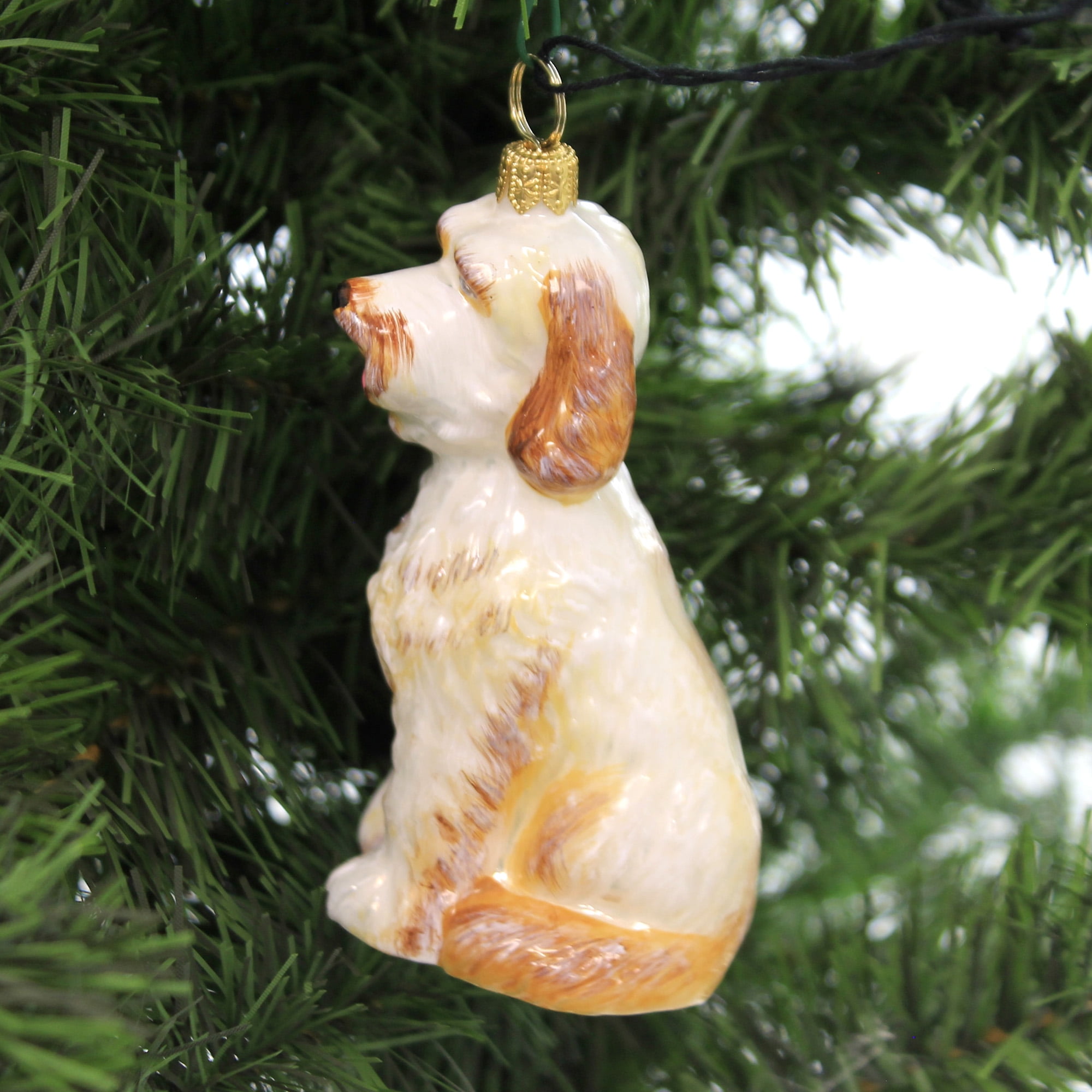 GOLDEN DOODLE Dog Polish Blown Glass Christmas Ornament Decoration From Poland 