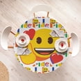 thumbnail image 3 of Ambesonne Emoji Fitted Round Tablecloth, Colorful Love Round Faces Art, 36"- 40" Diameter, White Mustard Multicolor, 3 of 4