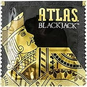 Atlas Blackjack Condoms + Silver Lunamax Pocket Travel Case, Black Latex Special Occasion Condoms-24 Count