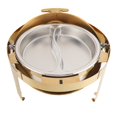 thumbnail image 1 of Ensemble de Réchauds Ronds en Acier Inoxydable pour Traiteur, Chauffe-Alcool, Serveur de Buffet, Capacité 6 L, Or, pour Événement et Fête, 1 of 7