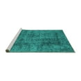 thumbnail image 2 of Ahgly Company Machine Washable Indoor Round Abstract Turquoise Blue Contemporary Area Rugs, 5' Round, 2 of 4