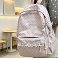 thumbnail image 6 of Elegant Polka Dot Lace Backpack, Soft Polyester Daypack with Padded Straps & Large Compartment for Commute & Travel (Pink), 6 of 6