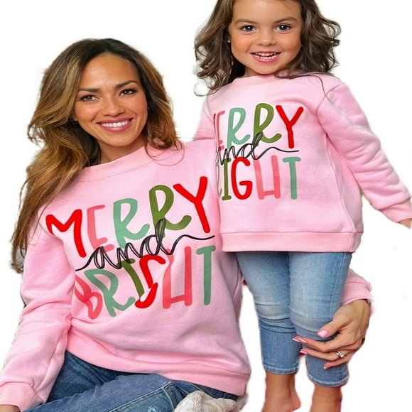 Family Matching Sweatshirt Long Sleeve Letter Print Sweater Pullover Top Mommy and Me  Ugly Shirt for Family