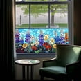 thumbnail image 4 of Stained Glass Window Film, Flower Static Cling Privacy Film Decorative UV Sun Blocking Non-Adhesive Glass Covering, Removable Reusable Colorful Stickers for Home Bathroom Door Living Room Kitchen, 4 of 7