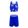 thumbnail image 1 of TiaoBug Girls Active Tracksuits 2 Piece Dance Sport Outfits Print Top and Booty Short Sets Gymnastics Yoga Swimsuit, 1 of 5