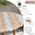 thumbnail image 3 of Orange Gray Botanical Round Tablecloth for 45-54 Inch Tables,Fitted Table Cover with Elastic Edge,Pastoral Spring Summer Leaf Aesthetics Waterproof Outdoor Table Cloth Protector for Patio Dinner, 3 of 9