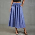 thumbnail image 2 of CCRFTGI Gingham Maxi Skirts for Women Dressy Casual A Line High Waist Long Plaid Skirt With Bow Summer Beach Vacation Outfits Flowy Skirts for Women Blue XL, 2 of 7
