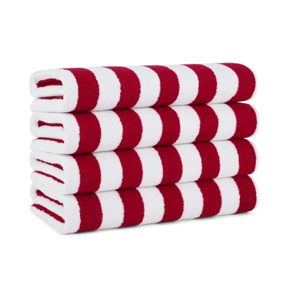 Arkwright Oversized California Beach Towels - Ringspun Cotton Pool Towel - 30 x 70 in. - (4 Pack) Red