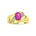 thumbnail image 1 of RYLOS Bagues pour Femmes Bague en Argent Plaquée Or 14K Pierre Précieuse Ovale 9X7MM et Diamants Design Classique Rubis Étoilé Bijoux pour Femmes Taille 8, 1 of 7