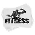 thumbnail image 1 of Ambesonne Fitness Place Mats Set of 4, Grunge Strong Man Woman, Standard Size, Black and White, 1 of 6