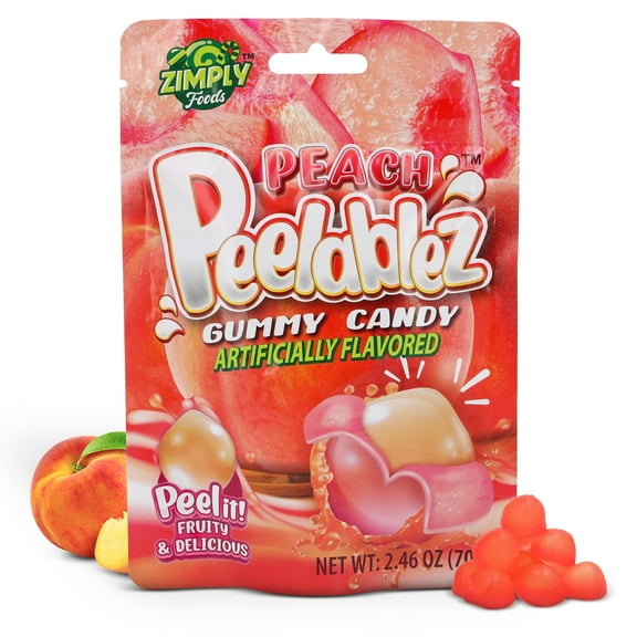 Peelable Peach Gummies Pack of 3 - Reseable 2.46 Oz Each, 4D Gummies, Peach Peeling Candy, Peelable Gummies Layered for Delicious Fruity Snack - Peelable Candy