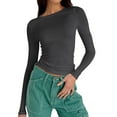 thumbnail image 1 of T-Shirts pour Femmes 2025, T-Shirts Femmes, T-Shirt à Col Rond pour Femmes Long Femmes Col Roulé Manches Longues Chemises Manche Basique Ajusté Court Hauts de Travail pour Femmes T-Shirts Tricot Côtelé Femmes Manches Longues Froid, 1 of 8