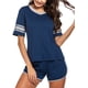 thumbnail image 3 of Pijama de manga corta para mujer, ropa de dormir suave, conjunto de pijama con parte superior y pantalones cortos Adepaton CJWUS-1747, 3 of 6