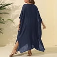 thumbnail image 4 of NIEWTR Swimsuit Coverup for Women Crochet Knit Crew Neck Short Sleeve Dress Vacation Outfits(Blue,One Size), 4 of 8