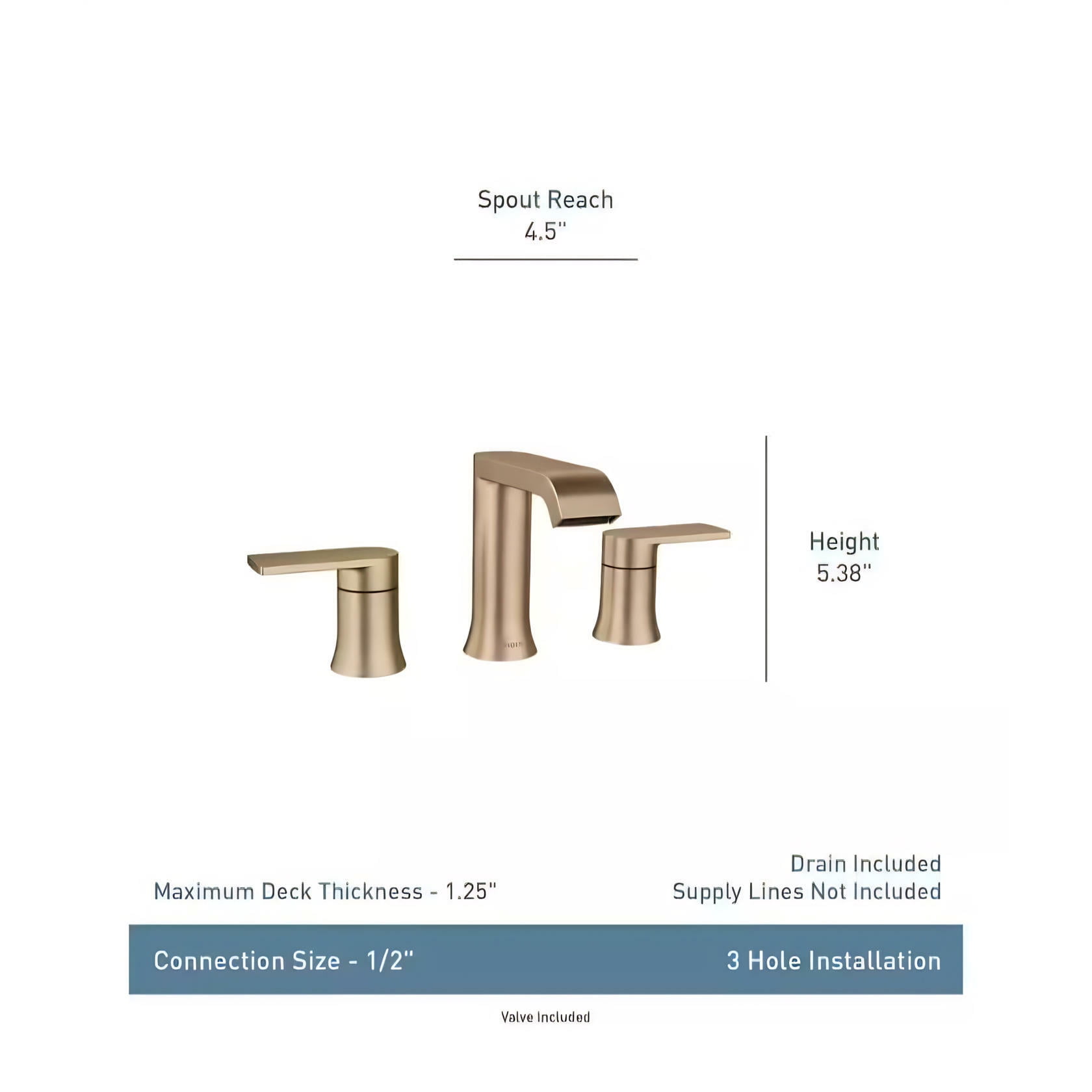 Moen GENTA 8 in. Widespread Double Handle Bathroom Faucet in Bronzed Gold Valve Included
