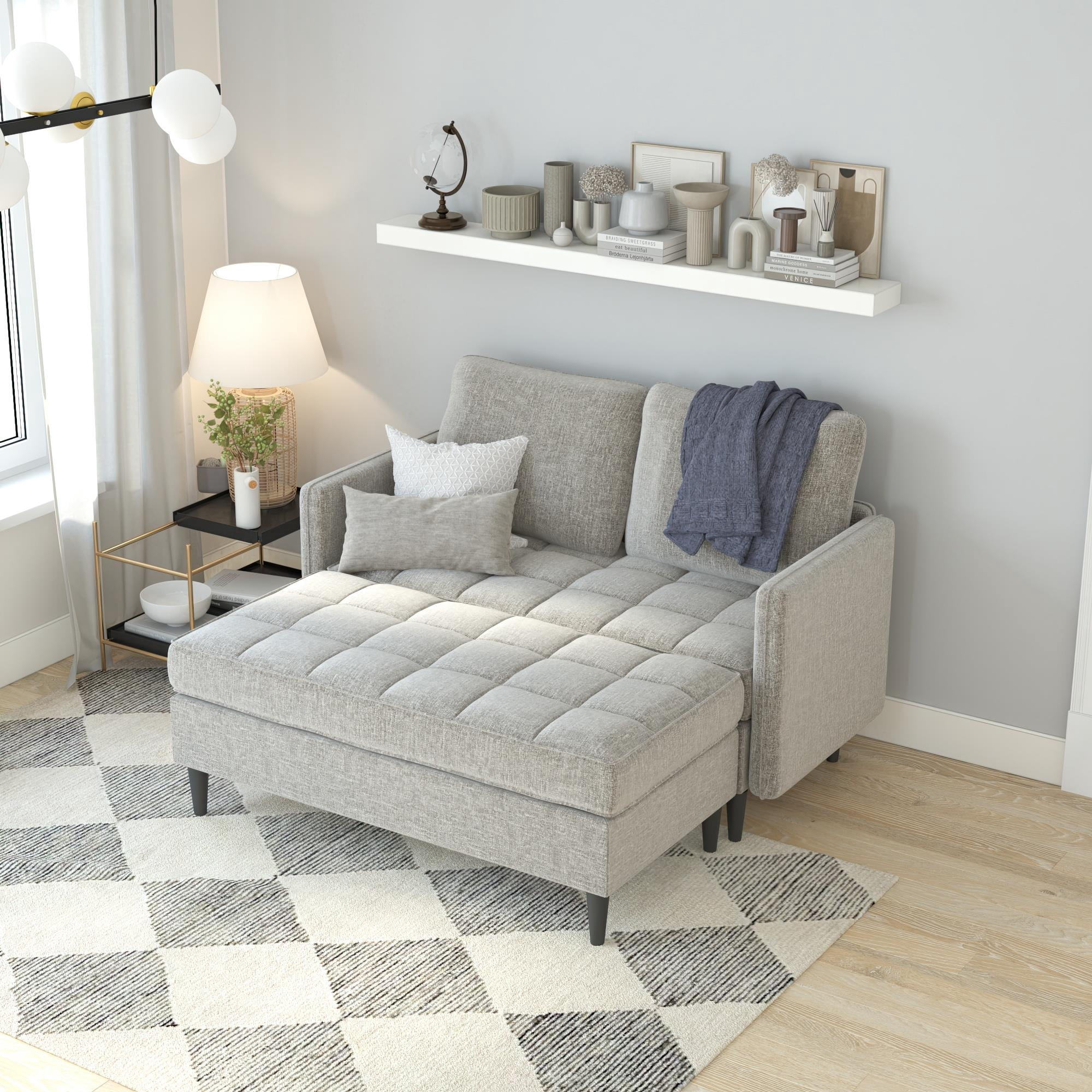 DHP Xandor Modular Sectional Sofa with Storage Chaise, Gray Linen