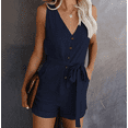 thumbnail image 3 of Kmbangi Women Solid Color Playsuit, Sleeveless Off-the-shoulder One-piece, 3 of 9