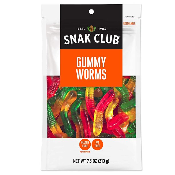 Snak Club Gummy Worms, Gluten Free, 7.5Ounces, 6Pack