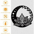 thumbnail image 3 of Moon Phase Lotus Metal Wall Art Decor Flat Round Matte Style Wall Hanging Decor Silhouette Wall Art for Home Garden Hotel Office Wall Festival Decoration Gift 11.8 inch for DIY, 3 of 7