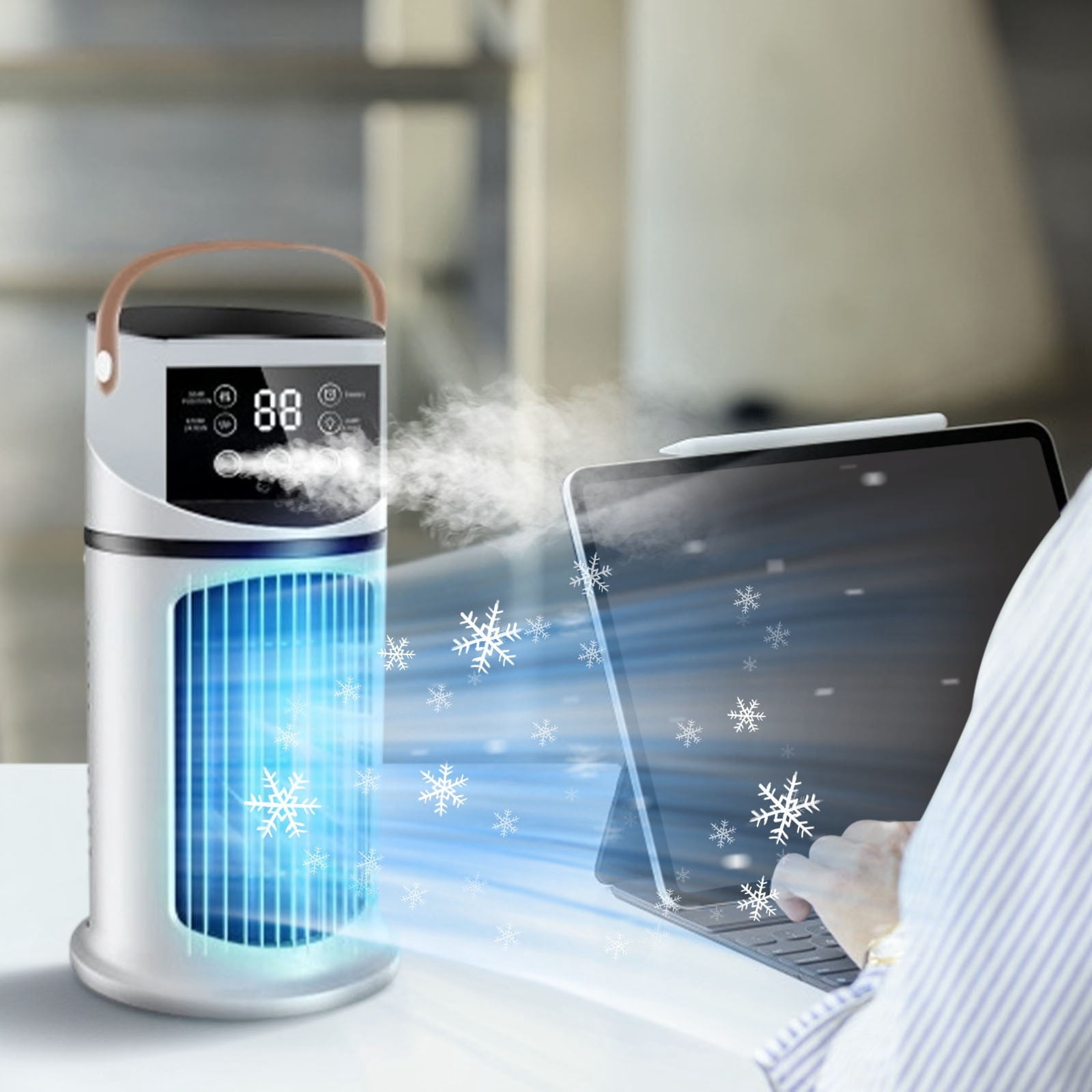 Bfogop Battery Powered Air Conditioner, Rechargeable Small Air Conditioner for Room,Personal Air Cooler, Portable Mini AC Unit Cooling Fan for Camping,Tent,Car,Desktop,Bedroom
