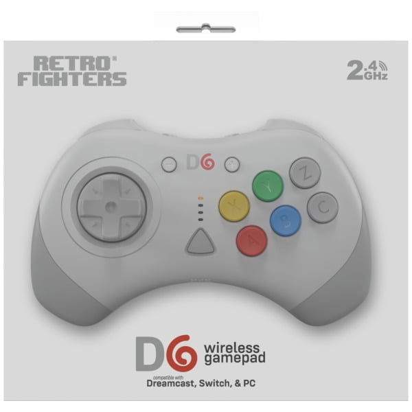 White D6 Dreamcast Wireless Controller for Dreamcast, Switch and PC