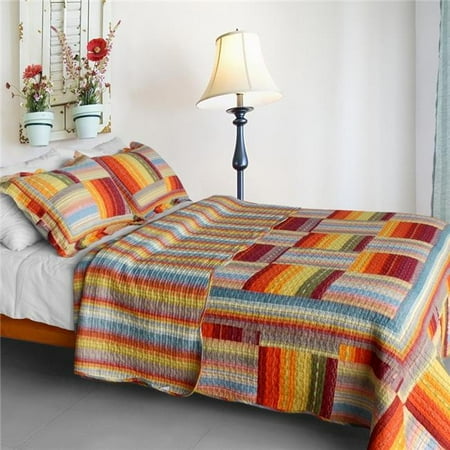 Red Full Package Blancho Bedding SJIN9196-23 Rustic Plaid - Cotton 3 Pieces Vermicelli-Quilted Patchwork Quilt Set, Full & Queen Size - Red ()
