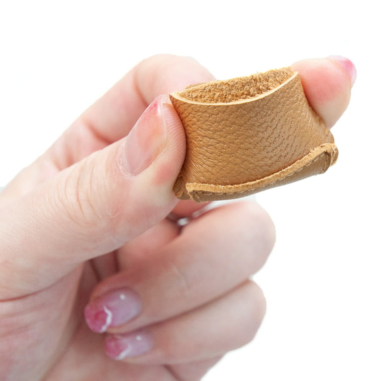 Sewing Thimble Finger Protector, Leather Thimble Sewing Thimble Finger  Protector with Coin Thimble Pad for Hand Sewing Quilting Knitting(S)
