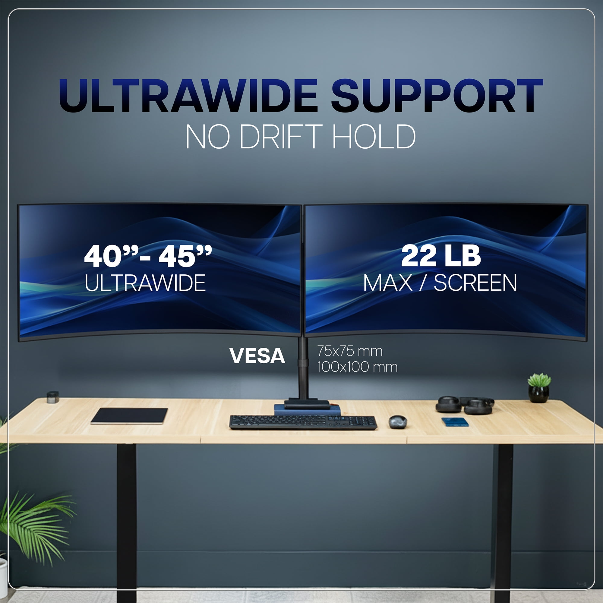 VIVO Telescoping Dual Ultrawide 40" to 45" Monitor Heavy Duty Desk Mount Stand