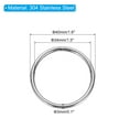 thumbnail image 2 of Uxcell 1.6" Metal O Rings, 20 Pcs 304 Stainless Steel Smooth Round Rings for Bags, Belts, 3mmx40mm, 2 of 5