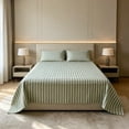 thumbnail image 6 of Stripe Flat Bed Sheet,Soft Breathable Washable Cooling Easy-Care Bedding Cover for Bedroom Guest Suite Dormroom, 6 of 6