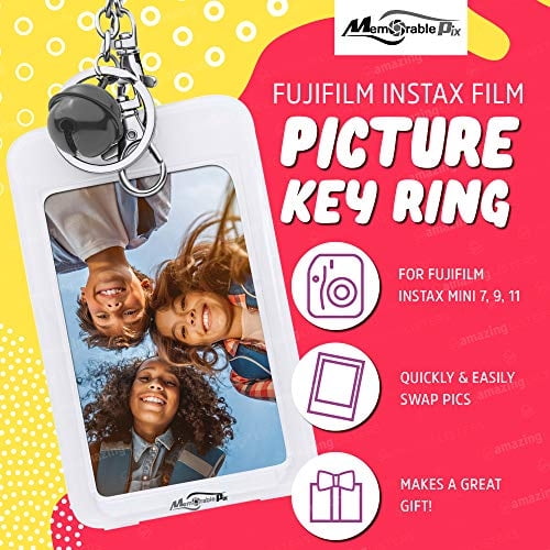 Instax Polaroid Mini Film Key Chain - Anillo de llave de imagen personalizada para Fujifilm Mini 9 Photo Film (azul, conjunto de 2)