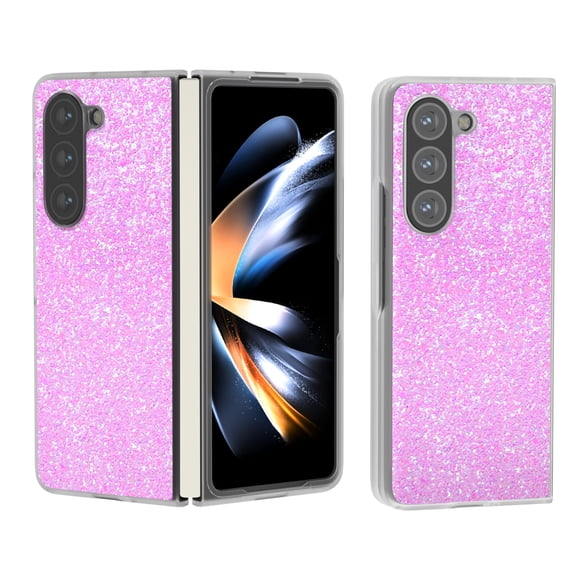 for Samsung Galaxy Z Fold 6 Glitter Case, Cute Bling Sparkle Sparkly Shiny Soft TPU Silicone Clear Bumper Frame Shockproof Protective Case for Women Girls for Samsung Galaxy Z Fold 6, Purple
