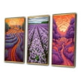 thumbnail image 3 of Designart "Lavender Fields Sunset Glow I" Lavender Framed Wall Art Set Of 3 - Purple Traditional Frame Canvas Set For Living Room Decor, 3 of 6