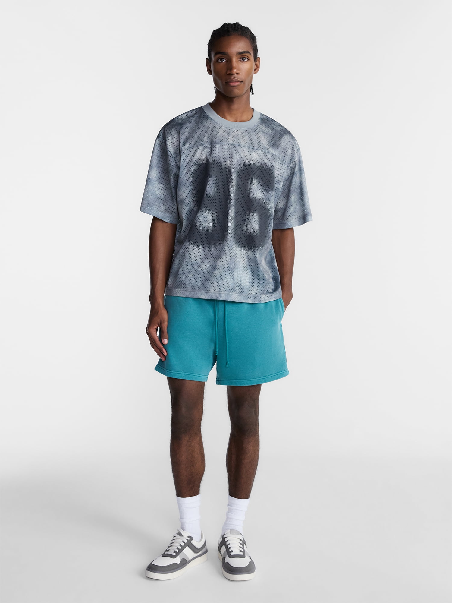 No Boundaries Graphic Boxy Fit Mesh Jersey Style Shirt, Men's XS-5XL