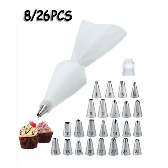 26 Pcs Cake Decorating Kit | Piping Bag Tips Coupler – Baking Tools Set