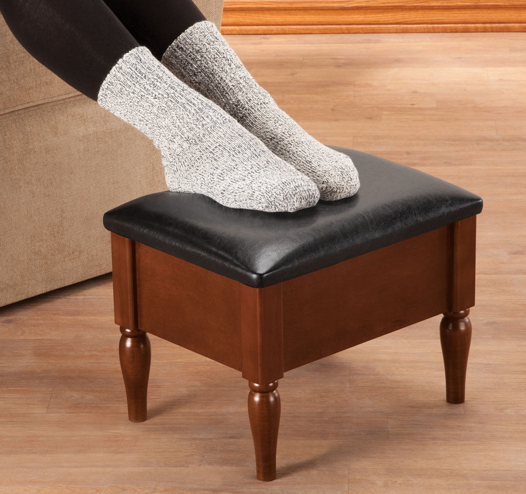 SmileSellers PU Leather Foot Stool with Wheels, Office Footrests