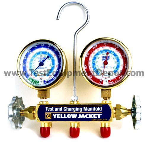 Yellow Jacket 42332 Series 41 Deluxe Manifold with Class 1 Brass Gauges, Manifold Only, psi