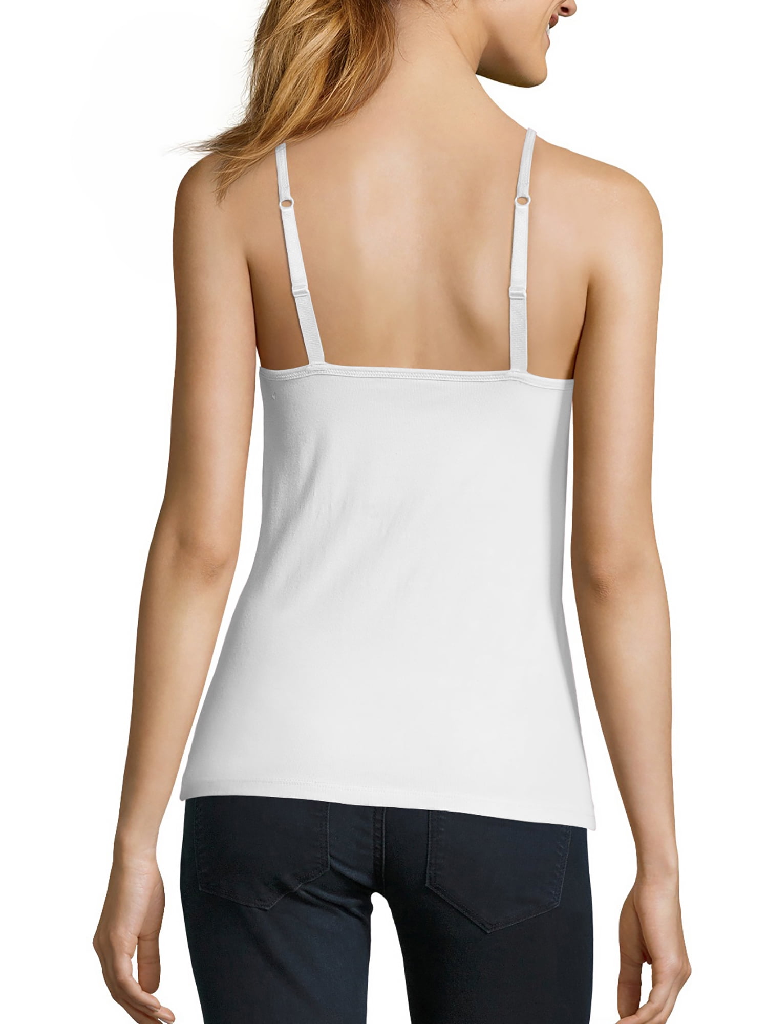 Hanes Women's Stretch Cotton Cami With Built-In Shelf Bra, Style O9342 