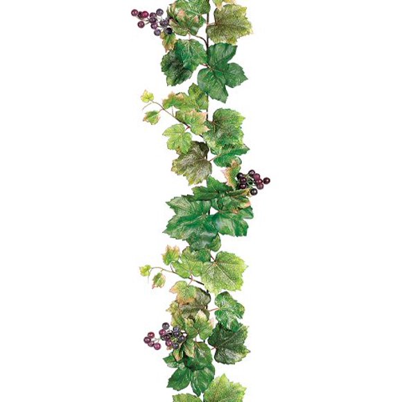 6 Grape Leaf Garland w/Grapes Green (Pack of 6)