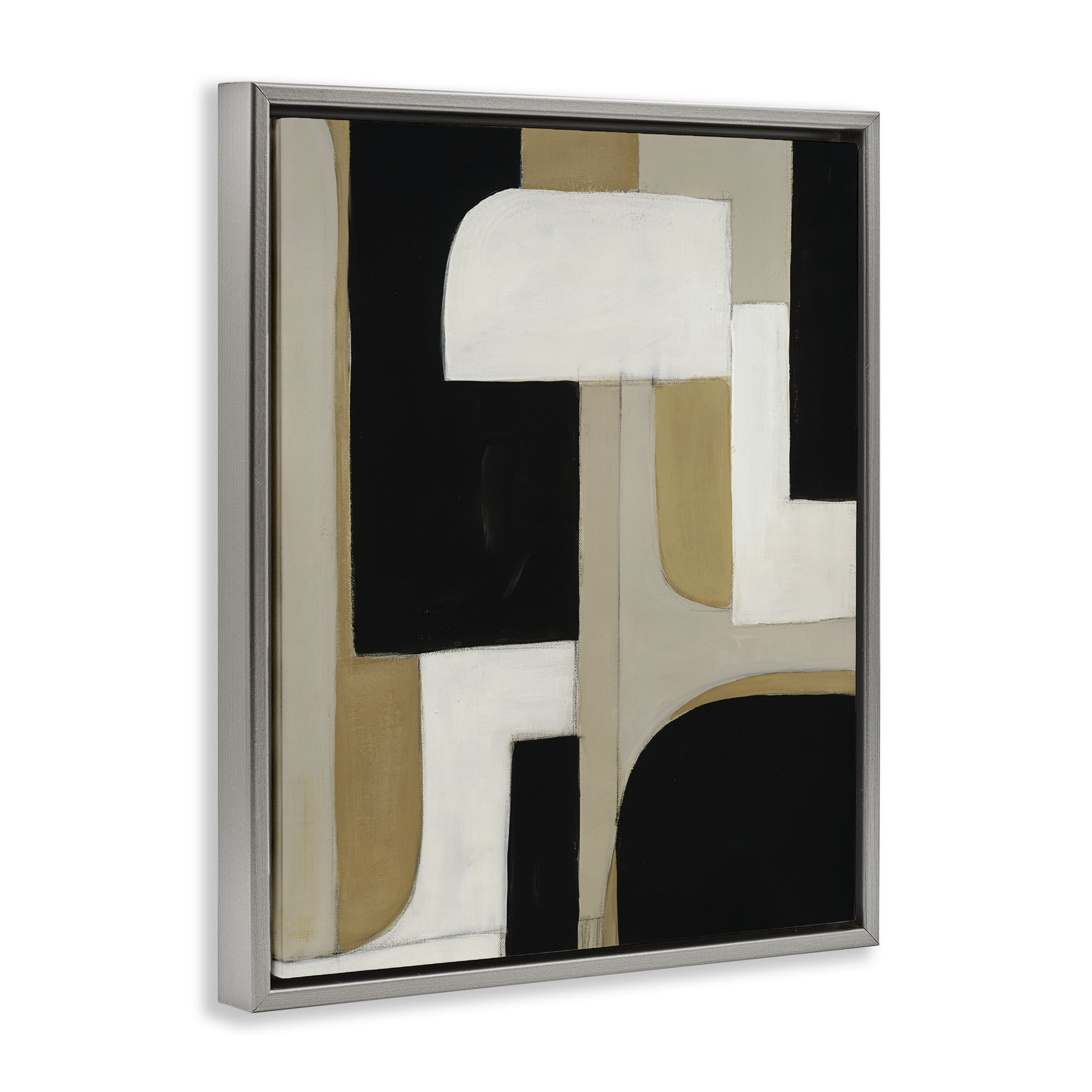 Stupell Industries Minimalist Geometrics in Neutrals Gray Framed Floater Canvas Wall Art, design by Kippi Leonard