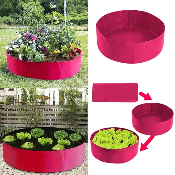 Moonsky 20 Inch Raised Plant Bed, Round Breathable Fabric Planting Bag with Handles for Balcony Vegetables & Herb Gardens Pink 19 x 7.9 inches