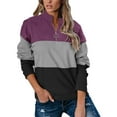thumbnail image 2 of Gvmfive Women's Long Sleeve Lapel Zipper Sweatshirt Color Block Pullover Casual Tops, 2 of 4