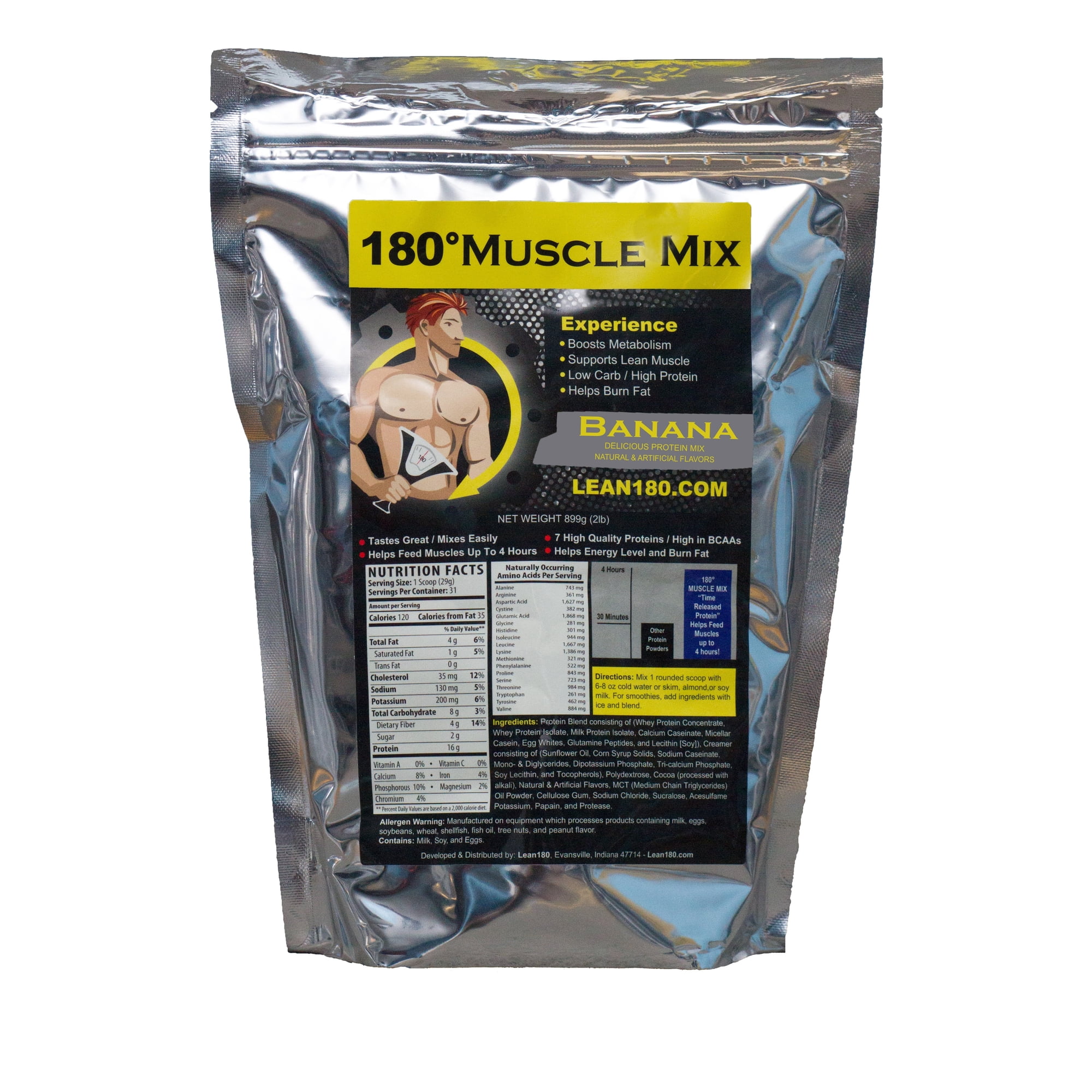 Lean 180 Muscle Mix | Best Tasting Protein Shake, Meal Replacement Drink | Burn Fat, Build Muscle, Boost Energy | 31 Shakes (Banana)